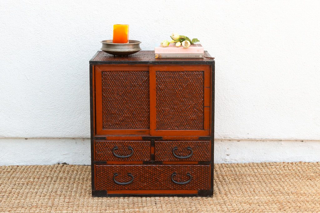 Mid-Century Japanese Faux Bamboo Tansu Chest