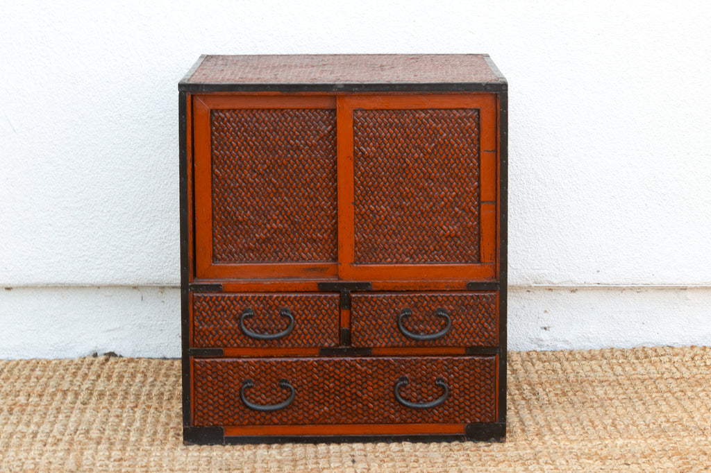Mid-Century Japanese Faux Bamboo Tansu Chest