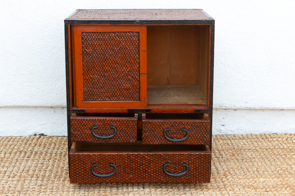 Mid-Century Japanese Faux Bamboo Tansu Chest