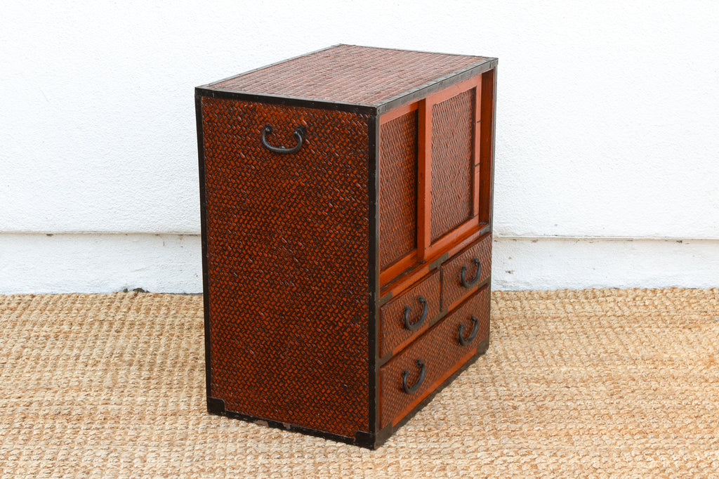 Mid-Century Japanese Faux Bamboo Tansu Chest
