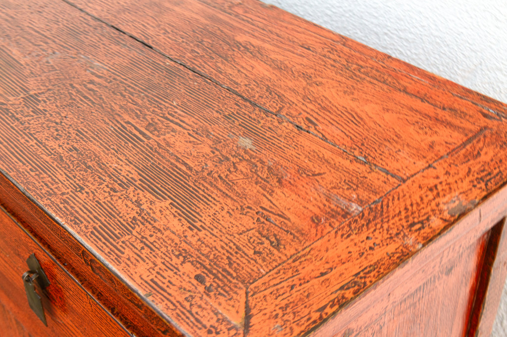 Vintage Rust Orange Painted Sideboard