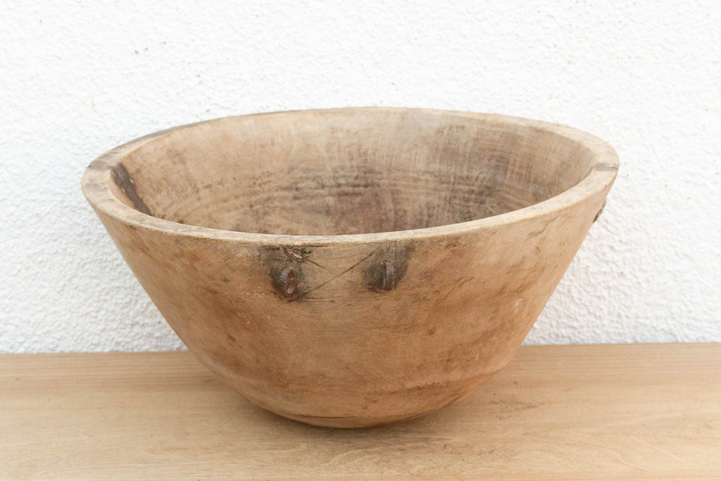 Bleached Raw Wood African Dough Bowl