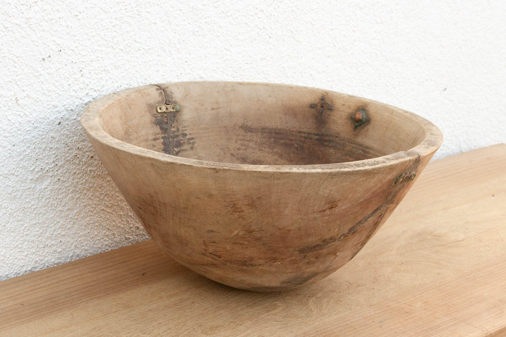 Bleached Raw Wood African Dough Bowl