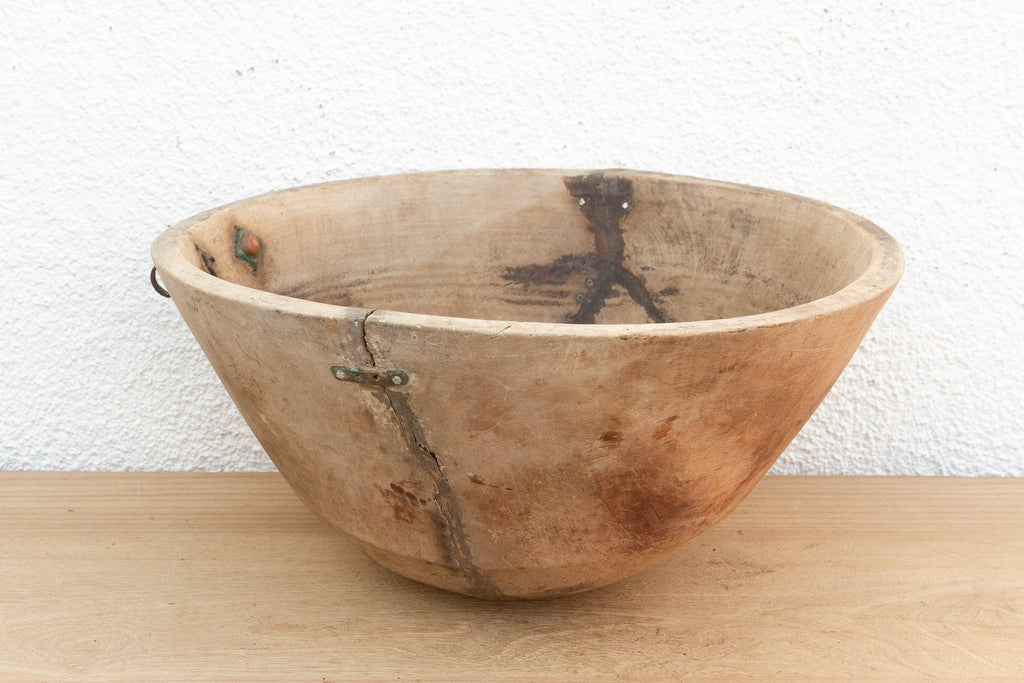 Bleached Raw Wood African Dough Bowl
