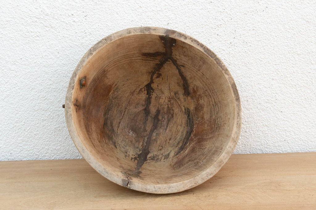 Bleached Raw Wood African Dough Bowl