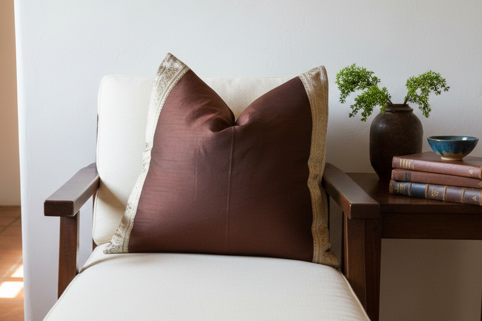 Carob Festive Silk Euro Pillow Cover