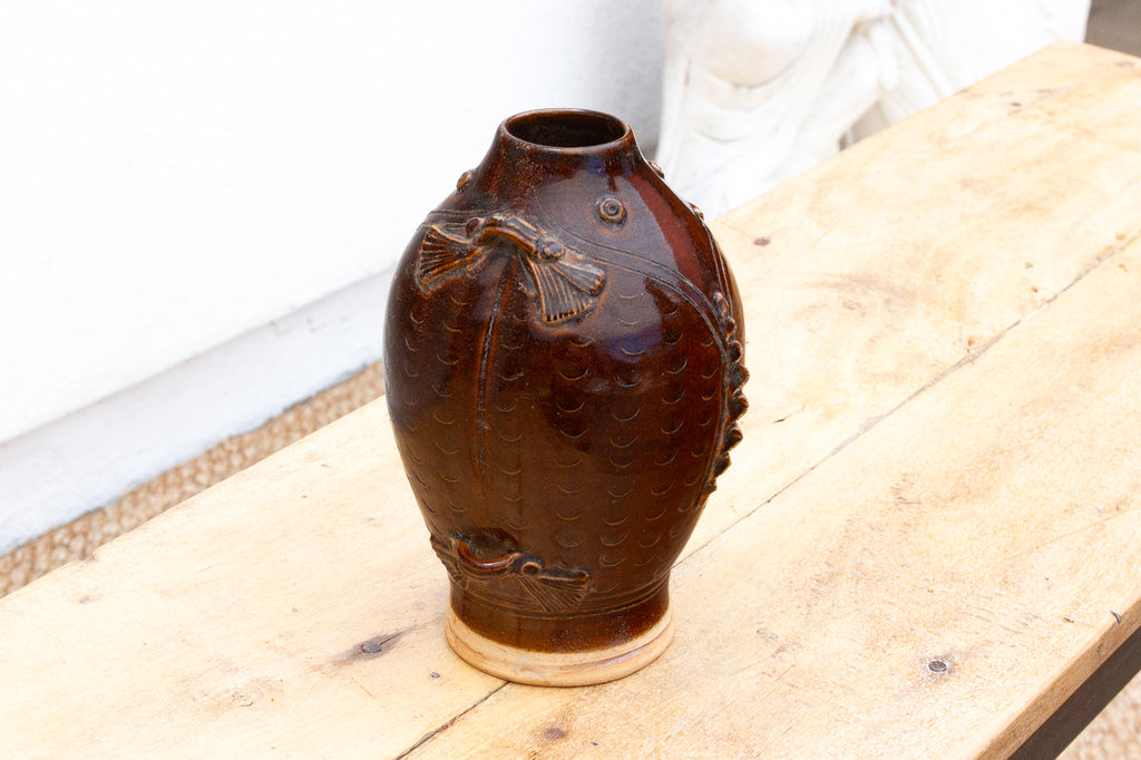Mid-Century Glazed Fish Shape Vase