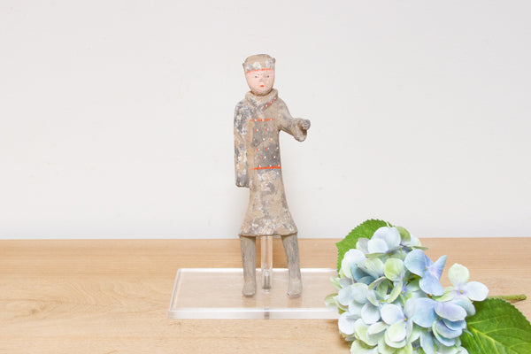 Antique Warrior Painted Pottery Figure