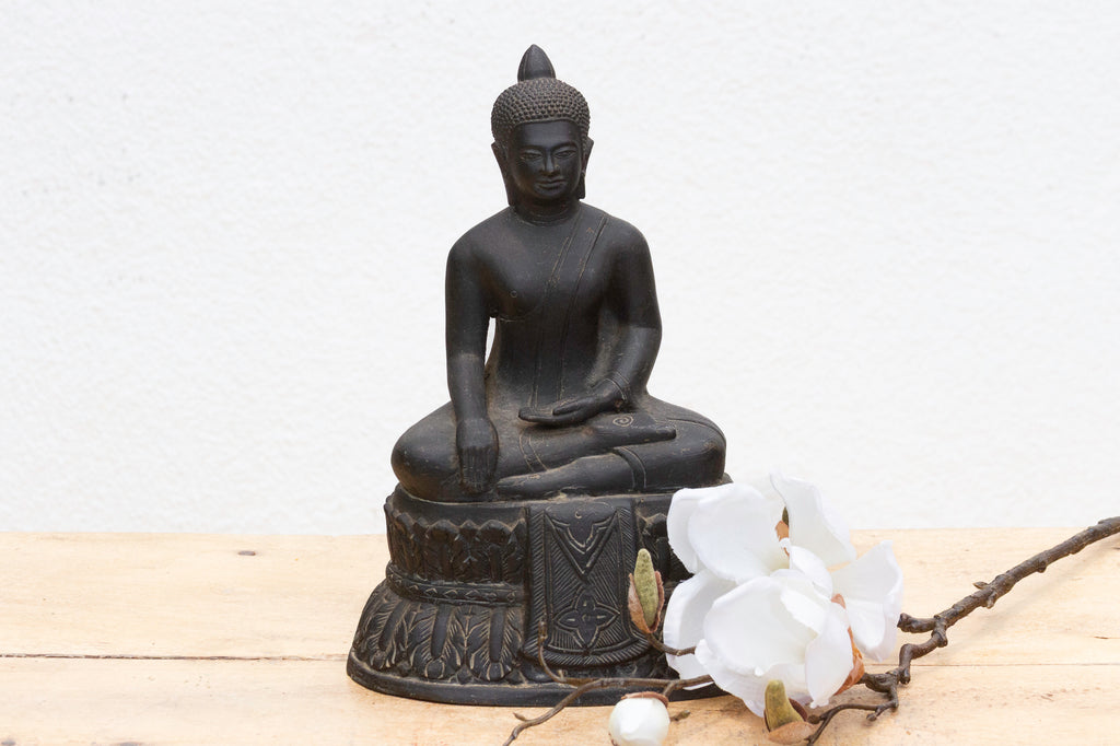 Captivating Metal Buddha with Patinated Finish