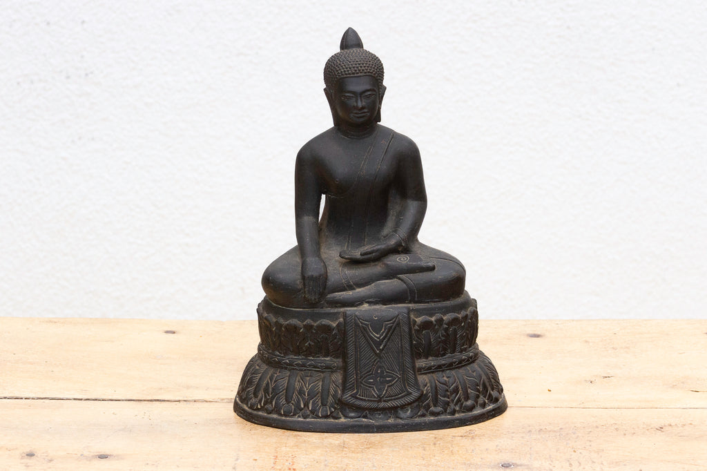 Captivating Metal Buddha with Patinated Finish
