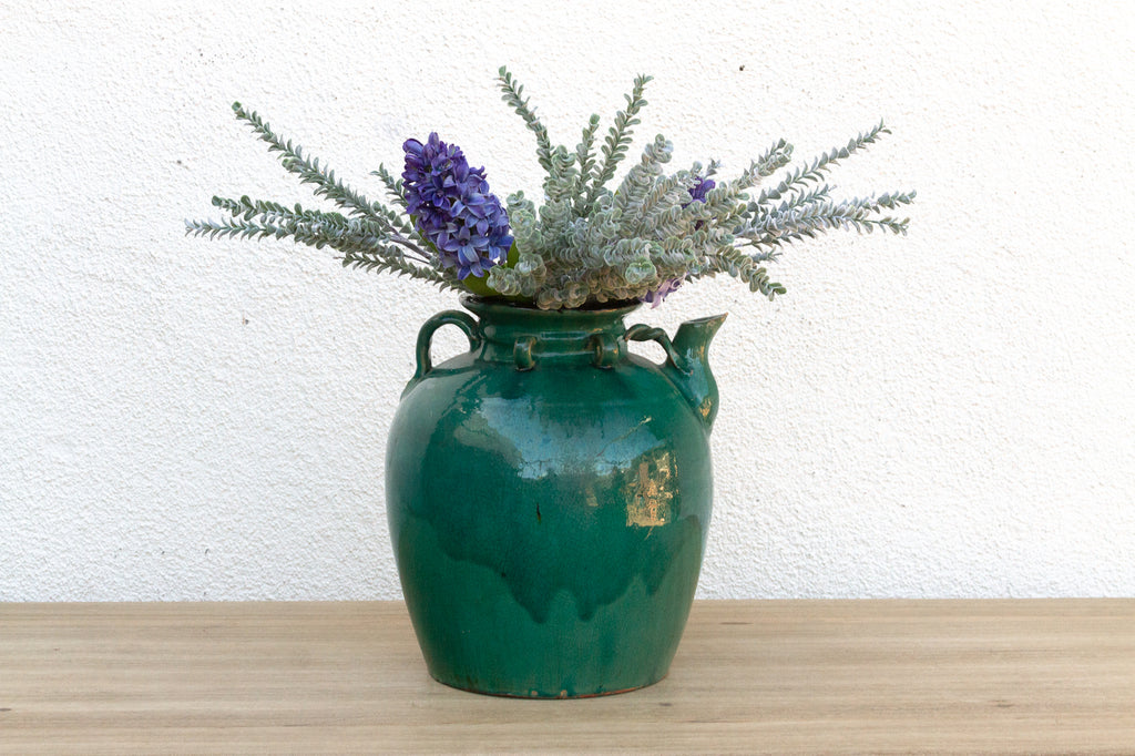 Antique Emerald Green Pottery Jar (Trade)