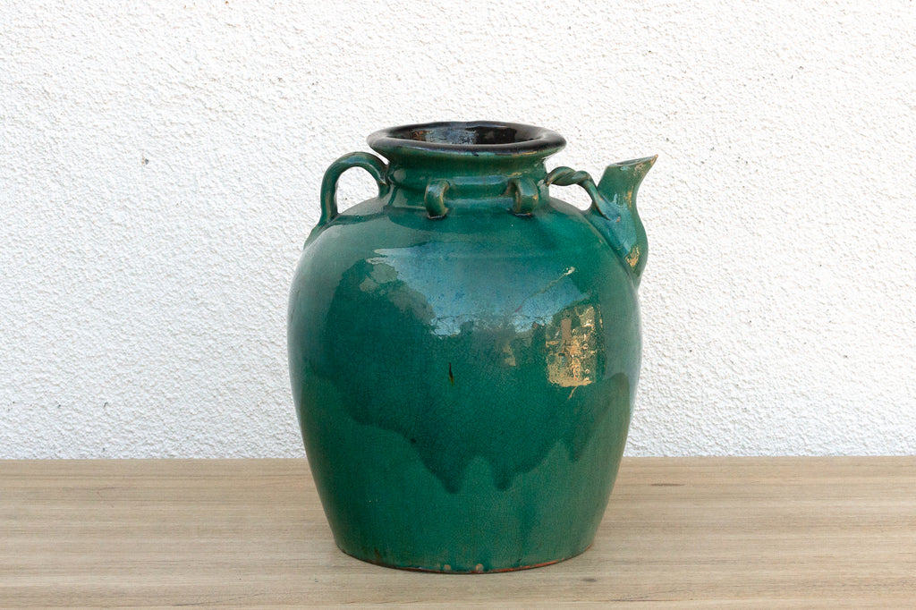 Antique Emerald Green Pottery Jar (Trade)