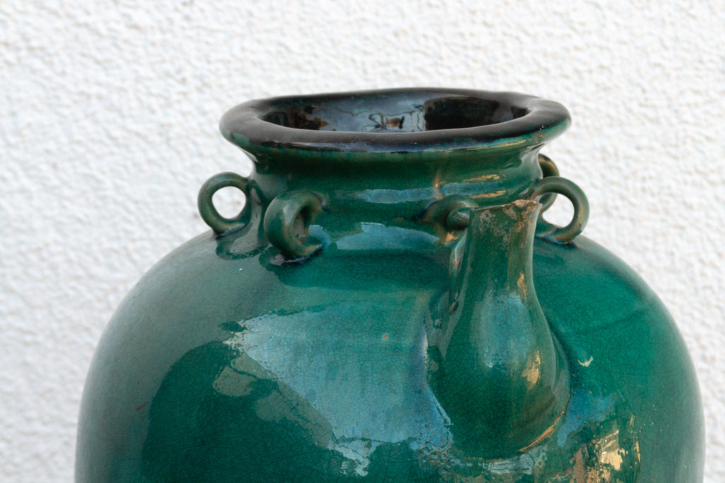 Antique Emerald Green Pottery Jar (Trade)