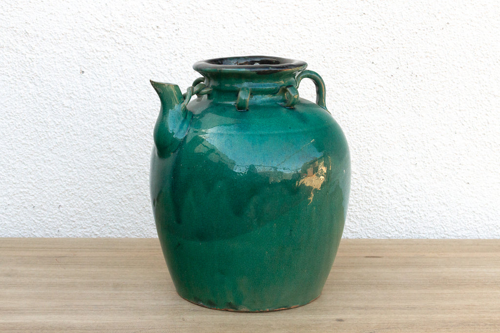 Antique Emerald Green Pottery Jar (Trade)