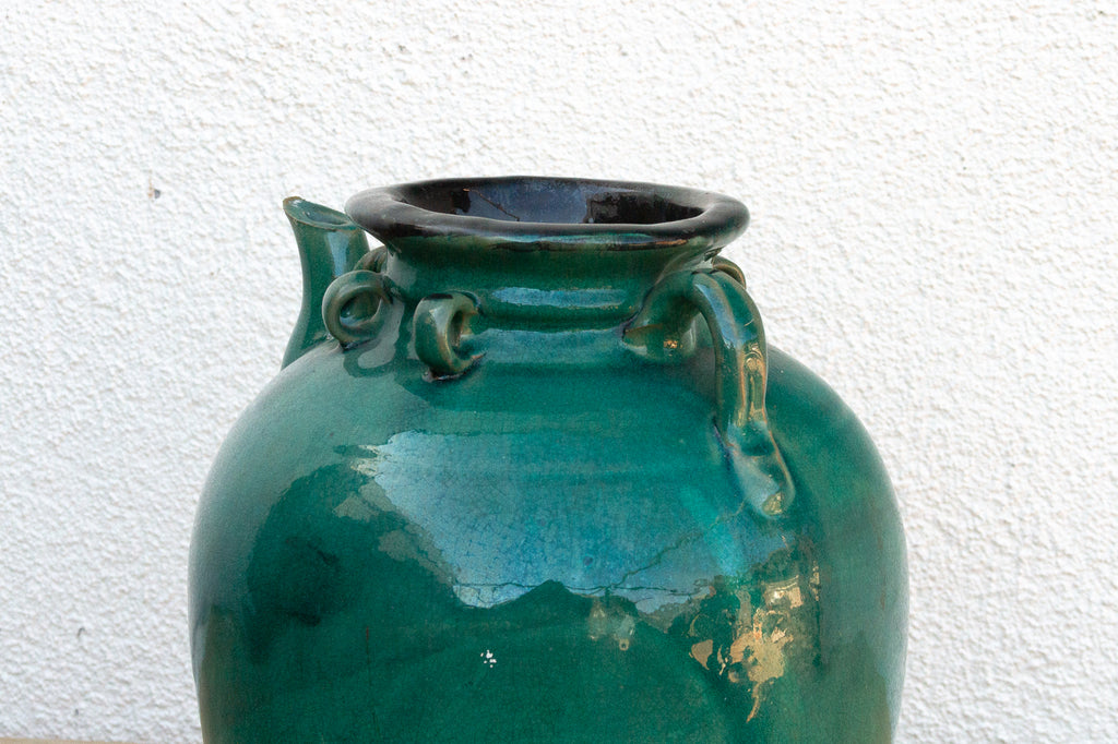 Antique Emerald Green Pottery Jar (Trade)