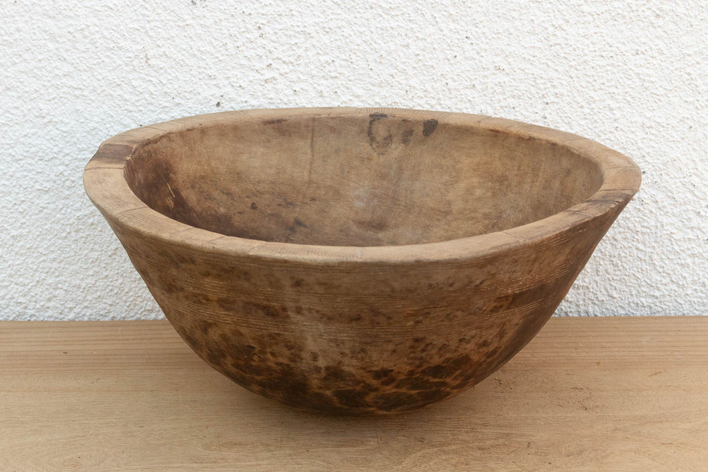 Antique Patinated Wood Dough Bowl