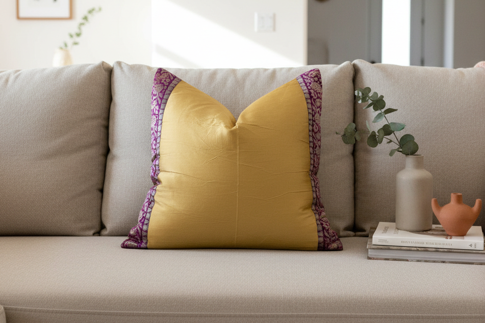 Sandy Gold Festive Silk Euro Pillow Cover