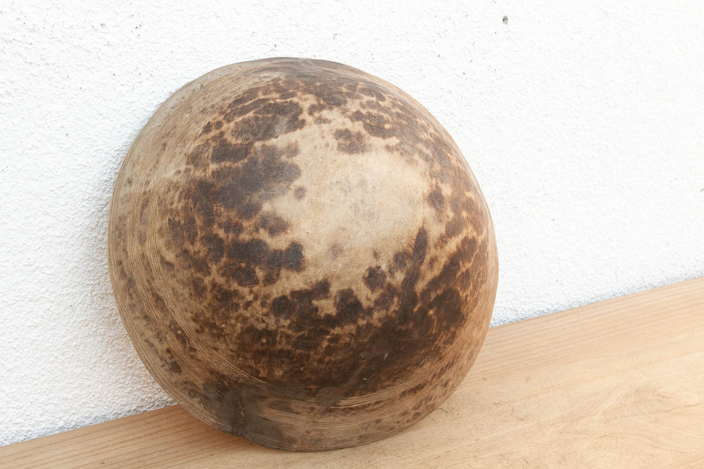 Antique Patinated Wood Dough Bowl