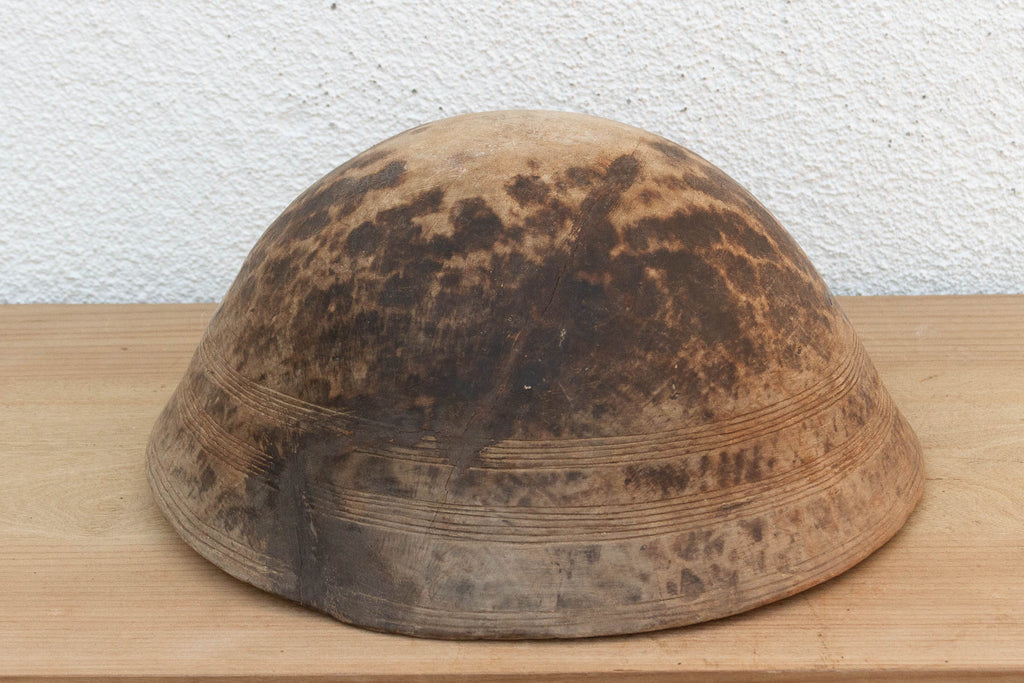 Antique Patinated Wood Dough Bowl