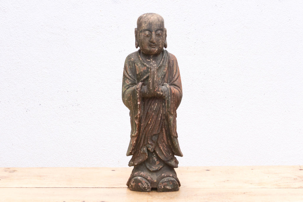 Antique Praying Monk Carved 20