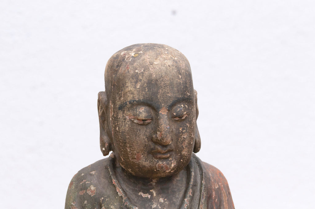 Antique Praying Monk Carved 20