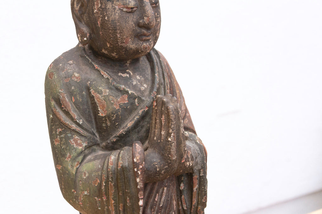 Antique Praying Monk Carved 20