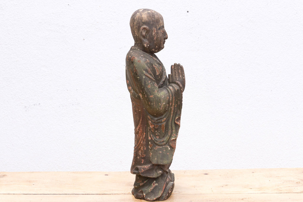 Antique Praying Monk Carved 20