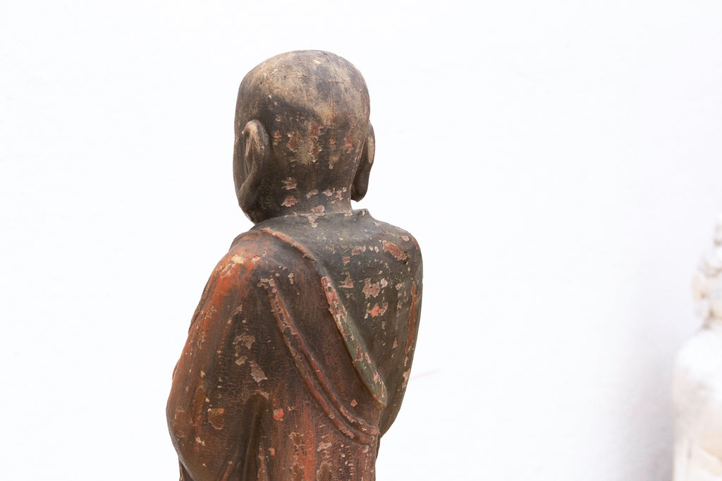 Antique Praying Monk Carved 20