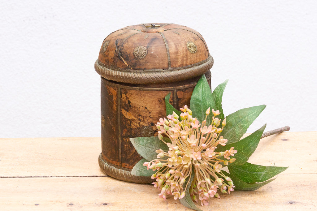 Vintage Wood Tea Canister with Lid
