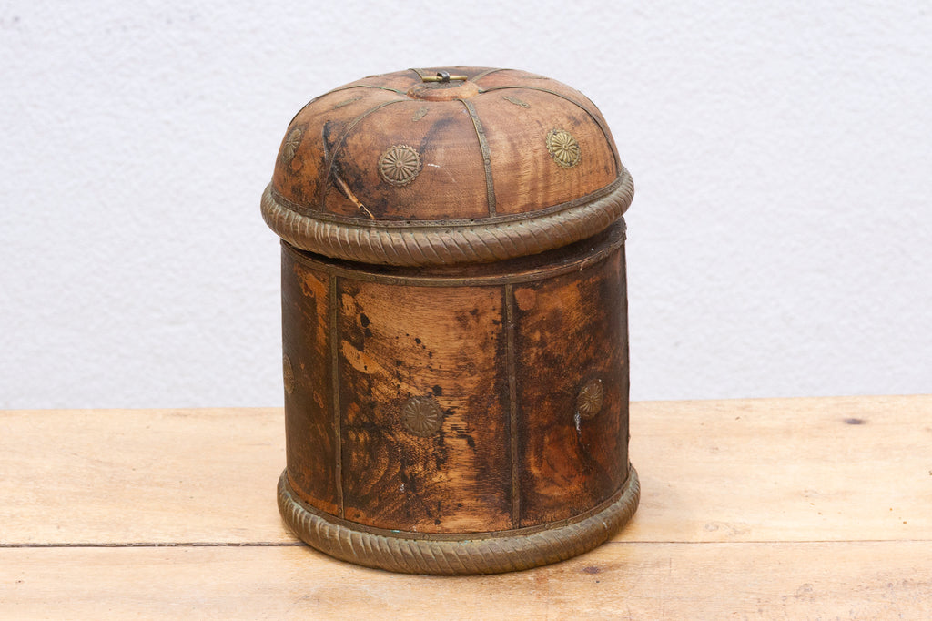 Vintage Wood Tea Canister with Lid
