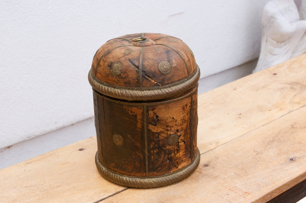 Vintage Wood Tea Canister with Lid