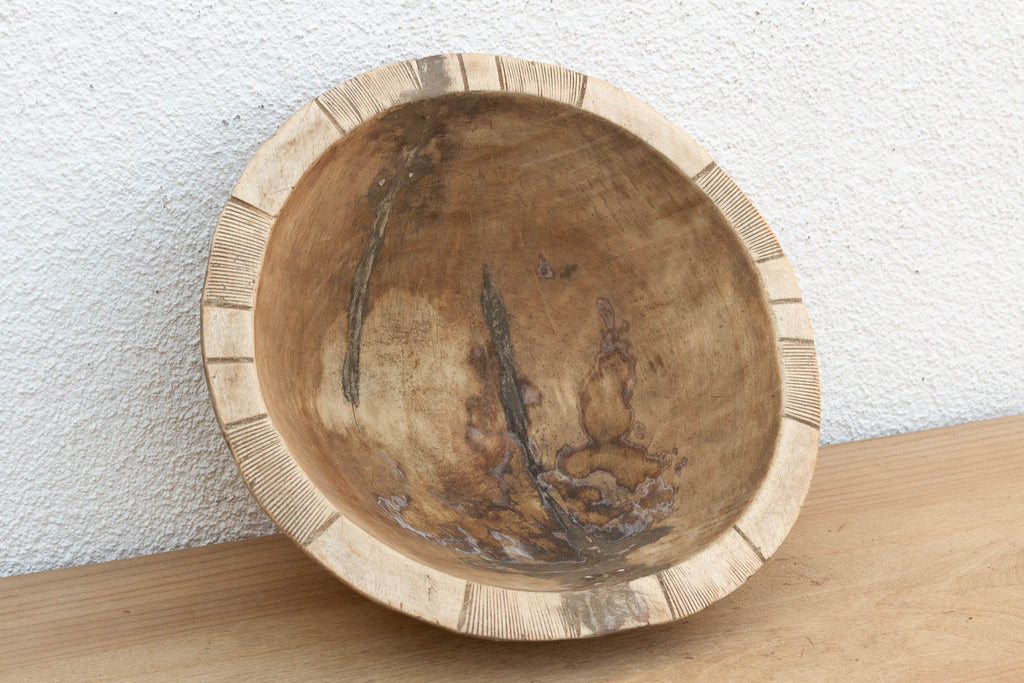 Metal Strapped African Dough Bowl