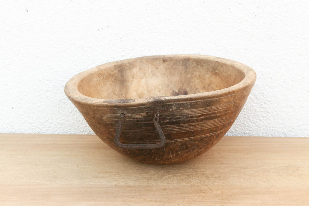 Antique African Bowl with Metal Handle