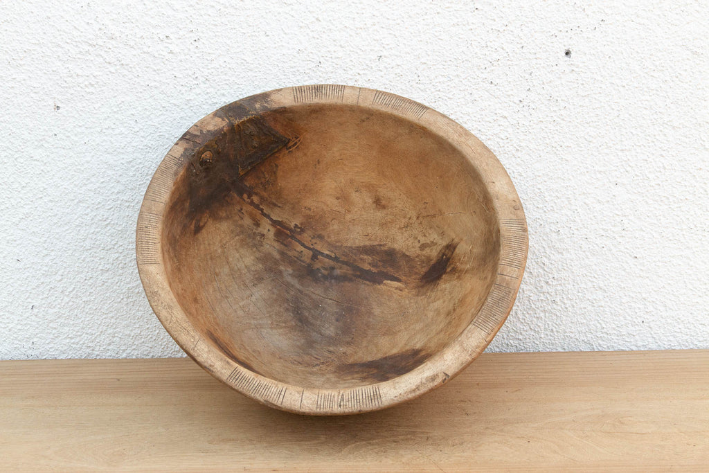 Antique African Bowl with Metal Handle