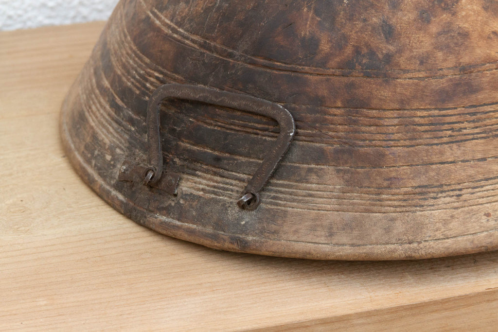 Antique African Bowl with Metal Handle