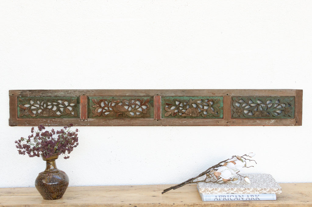19th Century Painted Pagoda Wall Carving