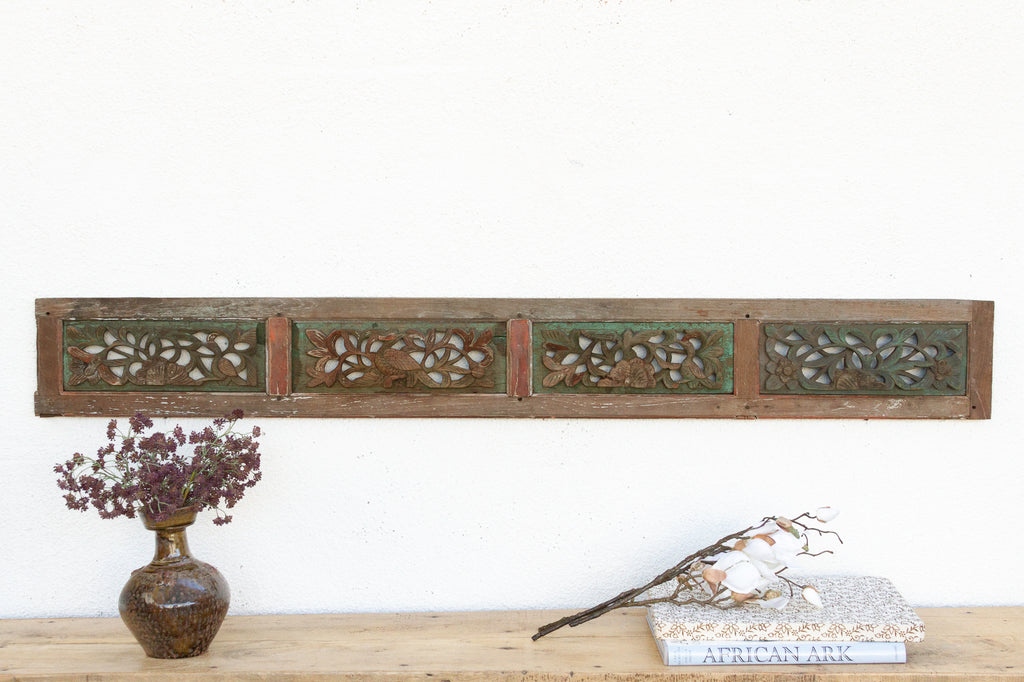 19th Century Painted Pagoda Wall Carving