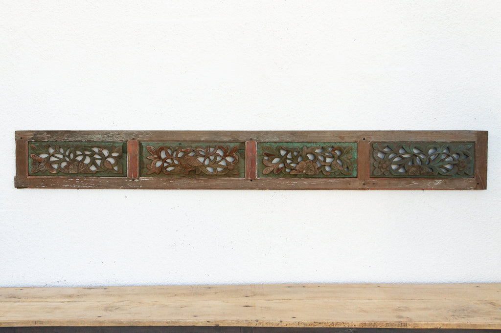 19th Century Painted Pagoda Wall Carving