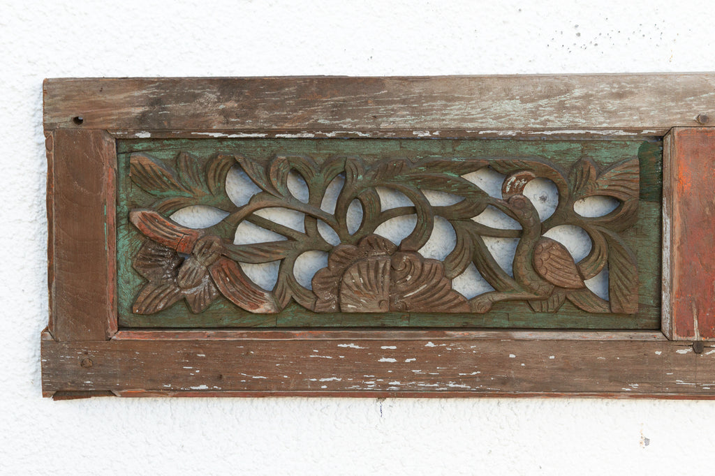 19th Century Painted Pagoda Wall Carving