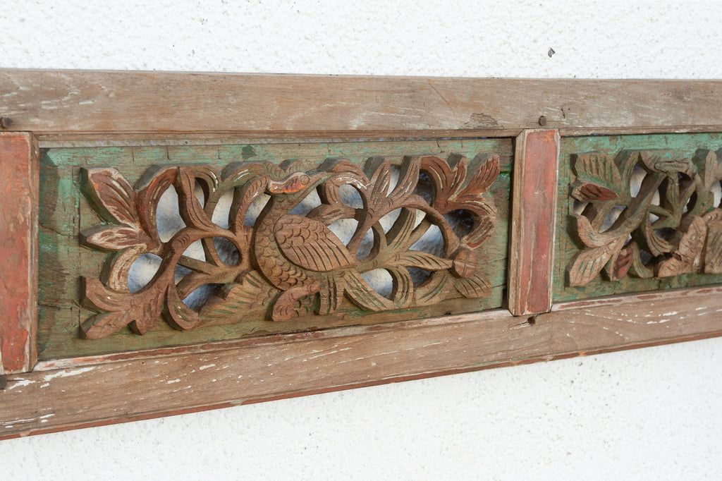 19th Century Painted Pagoda Wall Carving