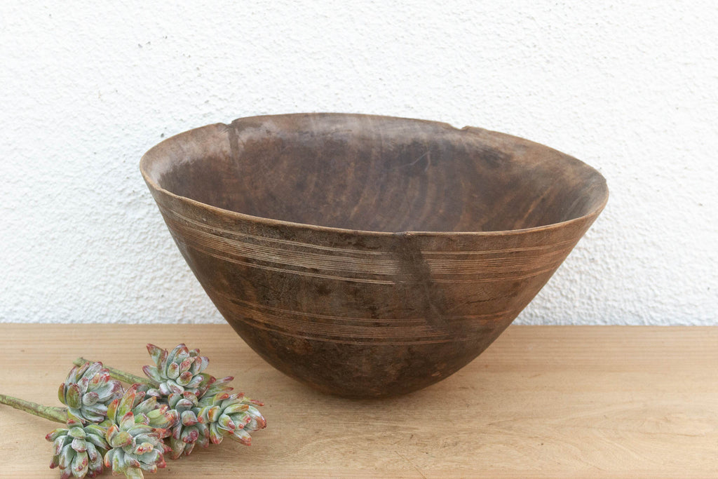 Tall Rounded Antique African Bowl