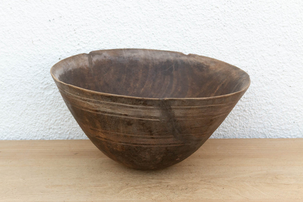 Tall Rounded Antique African Bowl