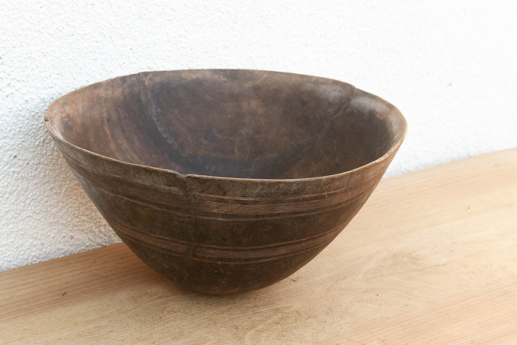 Tall Rounded Antique African Bowl
