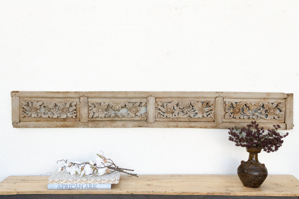 Sun-Bleached Floral Motif Carved Panel