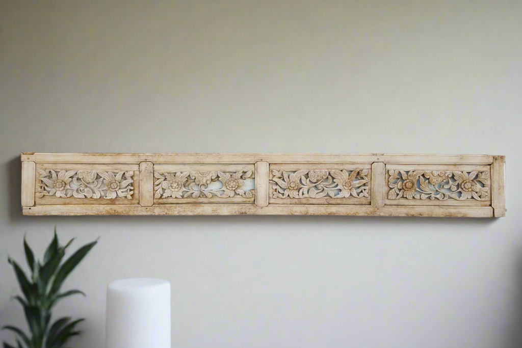 Sun-Bleached Floral Motif Carved Panel (Trade)