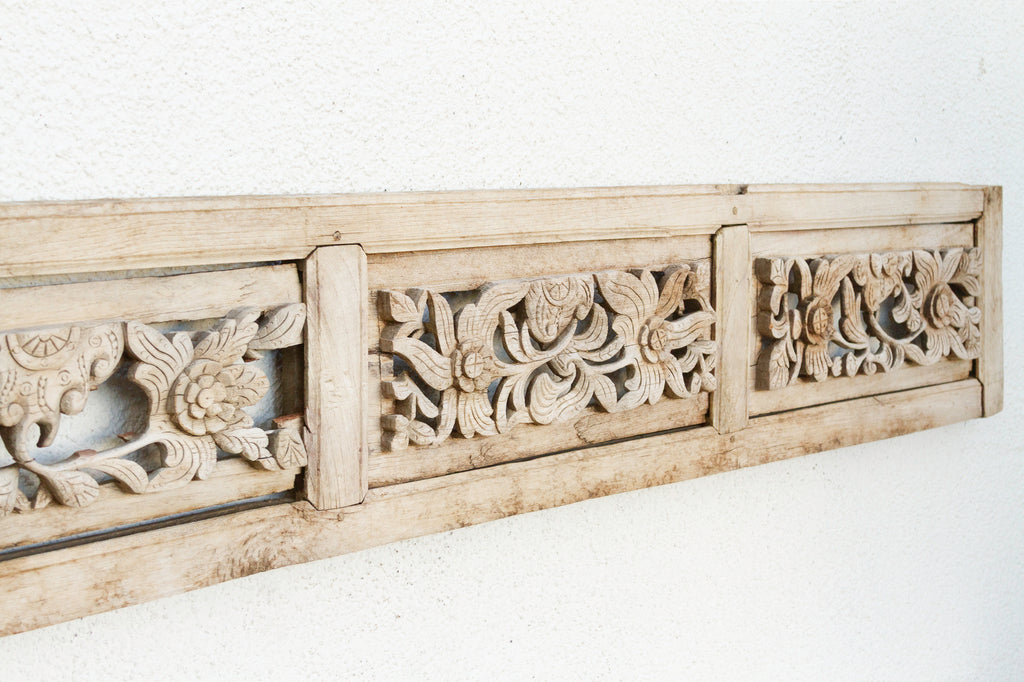 Sun-Bleached Floral Motif Carved Panel