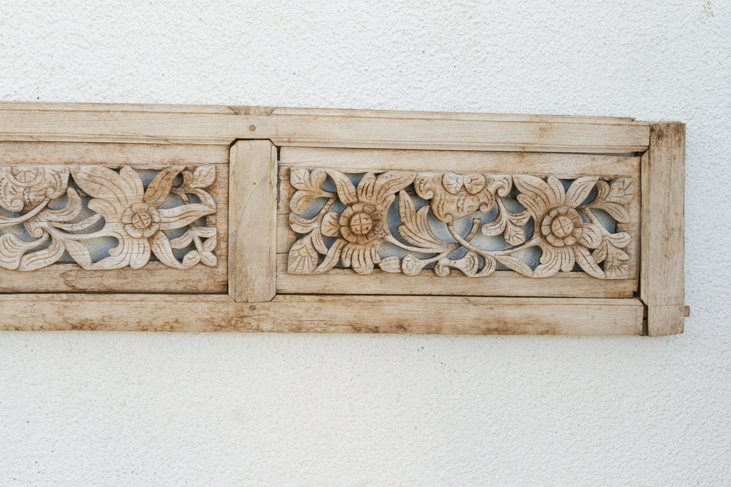 Sun-Bleached Floral Motif Carved Panel
