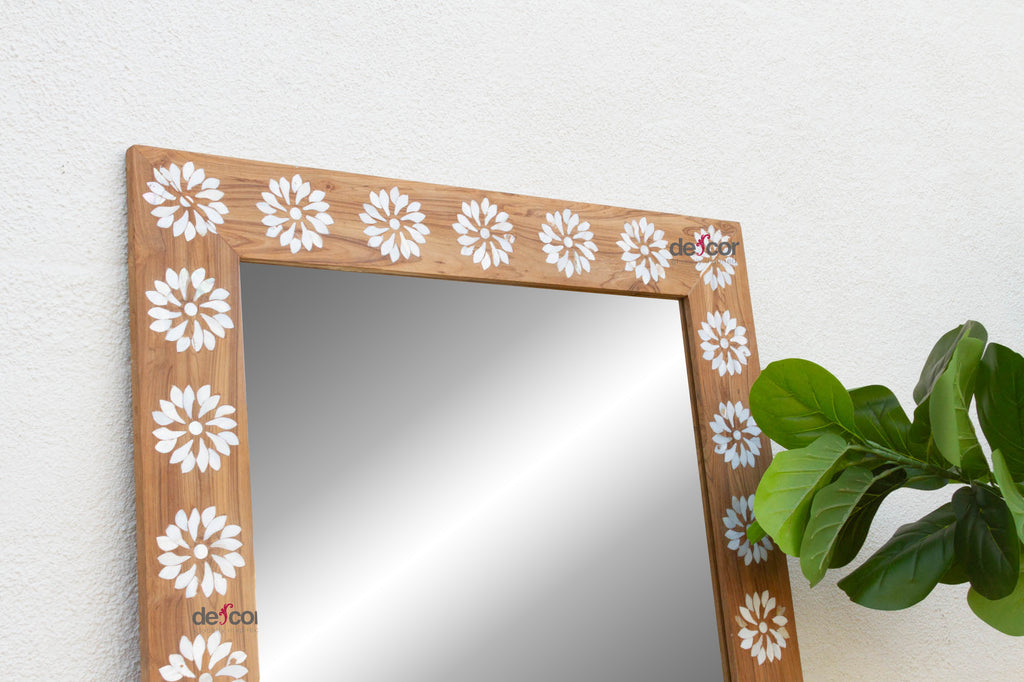 Floral Blossom Inlay Floor Mirror (Trade)