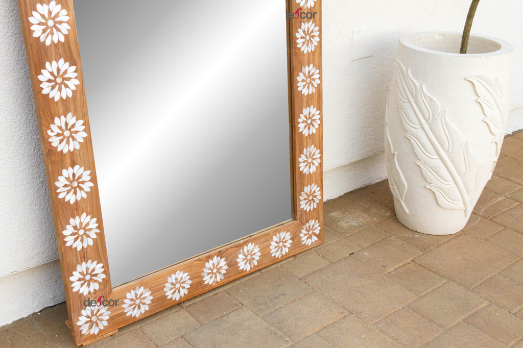 Floral Blossom Inlay Floor Mirror (Trade)