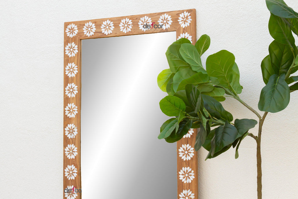 Floral Blossom Inlay Floor Mirror